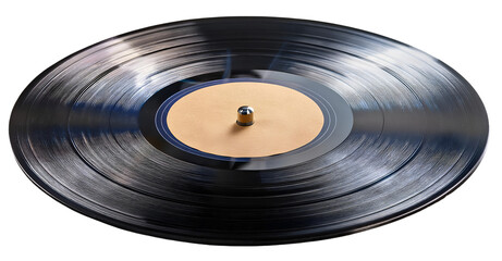 Obraz premium Classic vinyl record spinning on turntable with blank label 