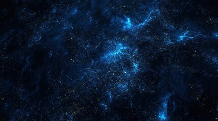 Orbital View of Earth's Nocturnal Network: Hyper-Detailed Topography with Bioluminescent Data Pathways and Cobalt Connection Vectors. Aerospace-Grade Cosmic Rendering.