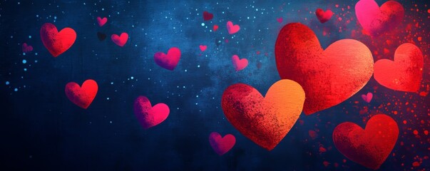 Valentine's Day background with colorful hearts.
