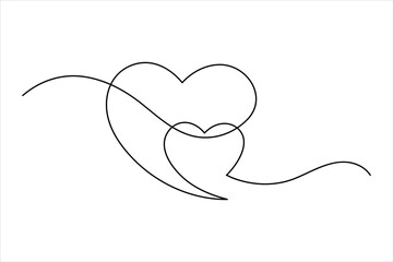 Fototapeta premium Continuous one line drawing of heart valentine's day love isolated hand drawn vector illustration
