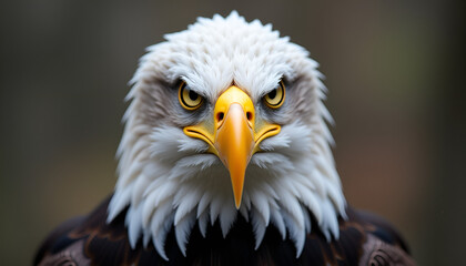 Obraz premium Close-up portrait of a majestic eagle with sharp eyes and fierce expression, wildlife photography