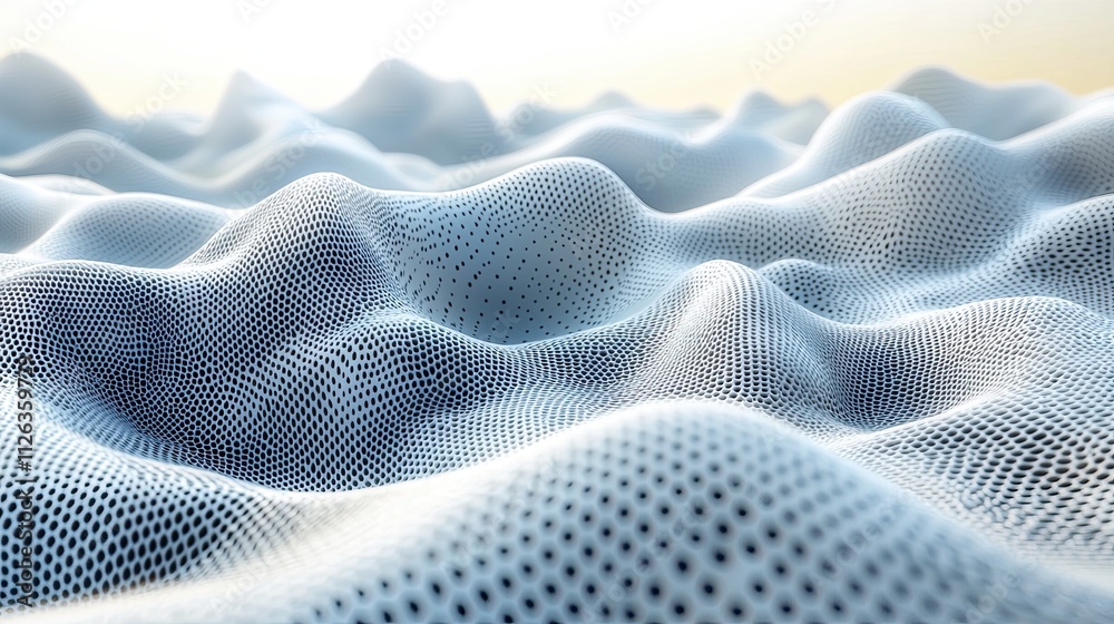Poster dynamic pattern of textured waves resembling fabric under soft lighting in a serene environment