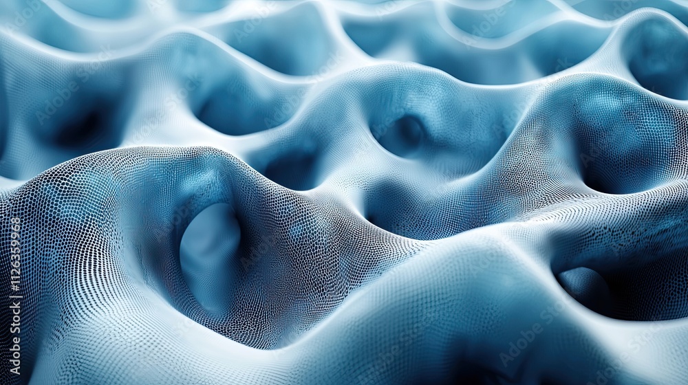 Poster abstract waves create dynamic movement in soft blue tones, showcasing texture and depth in nature-in