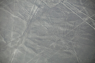 Aerial view of Nazca Lines geoglyphs in Peru