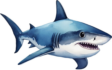 Obraz premium Ferocious shark drawn by watercolor