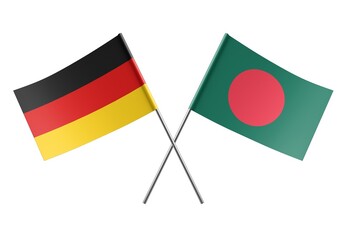  Crossed Bangladesh and Germany flags. Official colors. Correct proportion. Poster design. Digital...