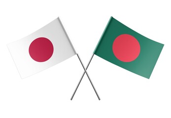  Crossed Bangladesh and Japan flags. Official colors. Correct proportion. Poster design. Digital...