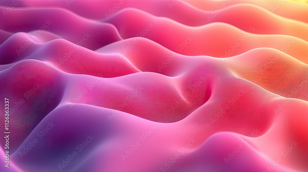 Poster colorful wave patterns create a vibrant abstract landscape with smooth gradients and soft curves