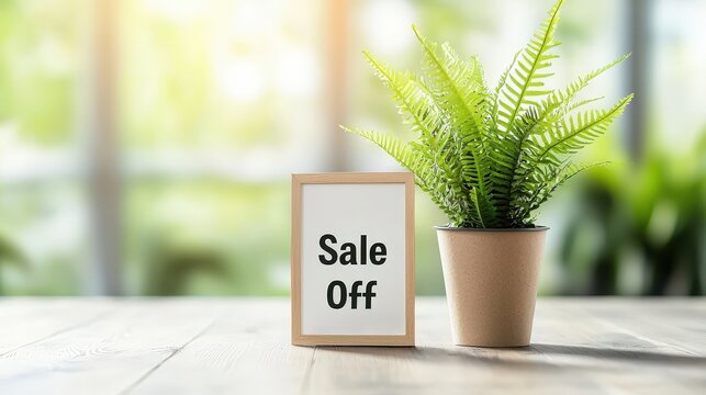 Sale Promotion with Fern Plant in Modern Interior