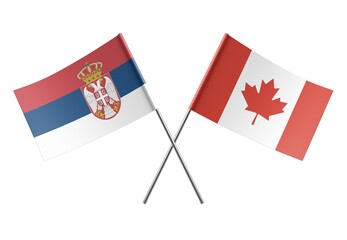  Crossed Canada and Serbia flags. Official colors. Correct proportion. Poster design. Digital Image.