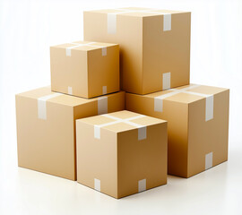 Fototapeta premium Stack of cardboard boxes with tape