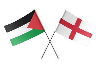  Crossed England and Palestine flags. Official colors. Correct proportion. Poster design. Digital...