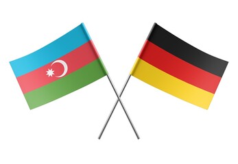 Crossed Azerbaijan and Germany flags. Official colors. Correct proportion. Poster design. Digital Image.