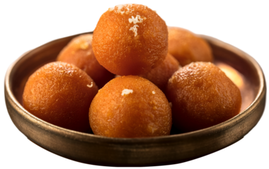 Close-up view of plate of Ladoo, isolated