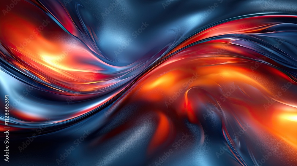 Poster abstract swirling patterns of blue and red hues create a dynamic visual experience in an artistic co
