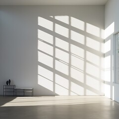 A minimalist composition of strong geometric shadows cast on a clean wall, Generative Ai