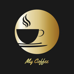 Coffee cup logo. Black coffee shop label. Vector coffee logo  
