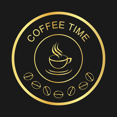 Coffee cup logo. Black coffee shop label. Vector coffee logo  