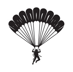 Parachutist in flight silhouette vector illustration