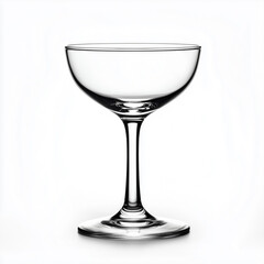 Tall, thin glass with a stem sits on a white background