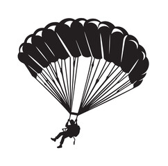 Parachutist in flight silhouette vector illustration