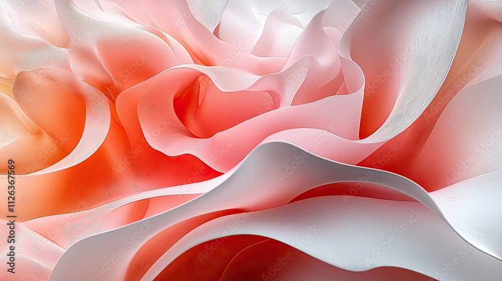 Poster soft gradients of red and white create a flowing textured pattern in an abstract artwork