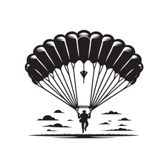 Parachutist in flight silhouette vector illustration