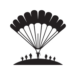 Parachutist in flight silhouette vector illustration