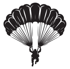 Parachutist in flight silhouette vector illustration