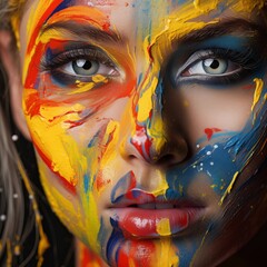 portrait of a woman with painted face, Generative Ai