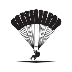 Parachutist in flight silhouette vector illustration