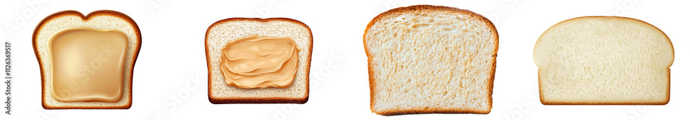 Poster A slice of bread with peanut butter, displayed on a see-through background.