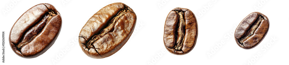 Poster top view of a coffee bean with a transparent background.