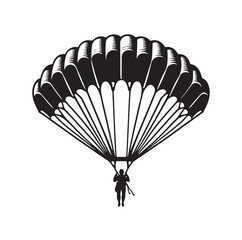 Parachutist in flight silhouette vector illustration