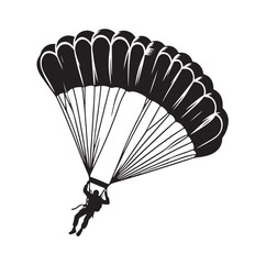Parachutist in flight silhouette vector illustration