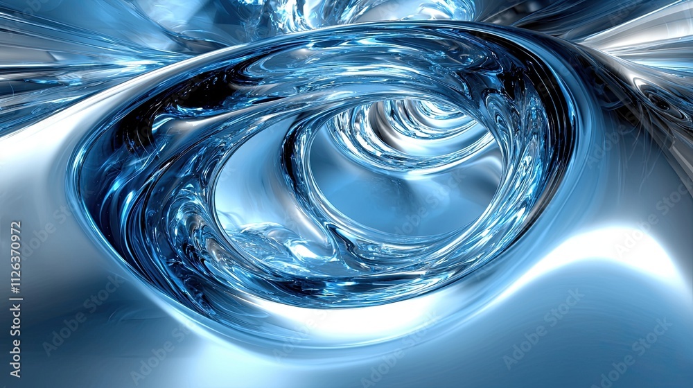 Poster swirling blue vortex creating a dynamic and mesmerizing abstract design in a fluid style