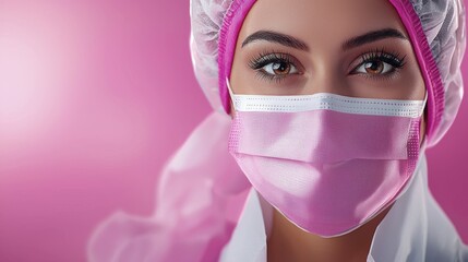Pink Surgical Mask Woman Doctor Portrait |  Minimalist Portraits