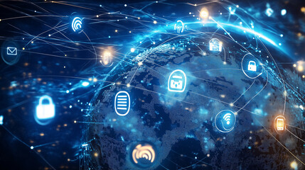 Obraz premium Global connectivity network illustrating digital communication technology
