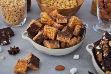 Homemade, different sweets on plates for Christmas