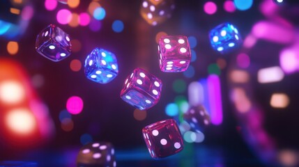 Neon Dice Falling.