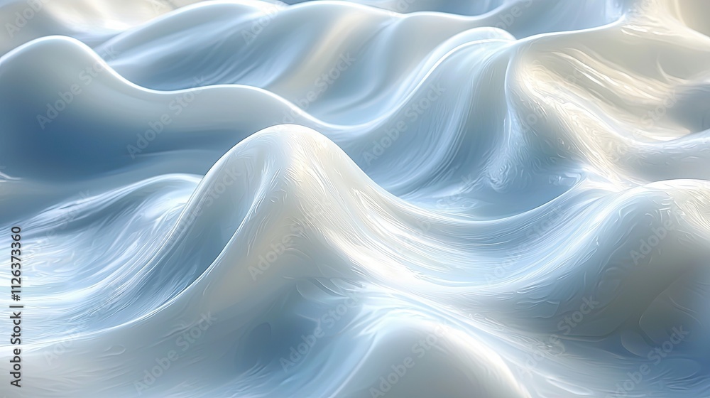 Poster waves gently undulate under soft light, creating a serene, rhythmic pattern on a tranquil surface