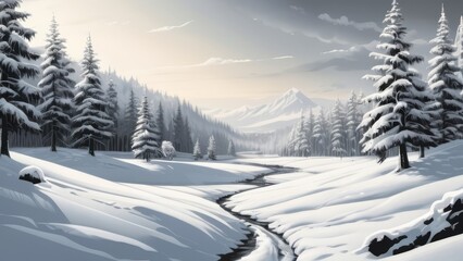 Fototapeta premium winter landscape with snow