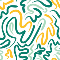 Fun line doodle seamless pattern. Creative minimalist style art background for children or trendy design with basic shapes. vector illustration.