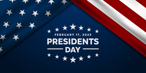 President's Day. America flag and star. Great for cards, banners, posters, social media and more. Dark blue background.   