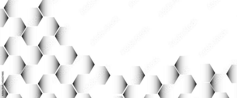 Poster Vector hexagons pattern. Vector illustration geometry science and technology cover web white honeycomb texture.
