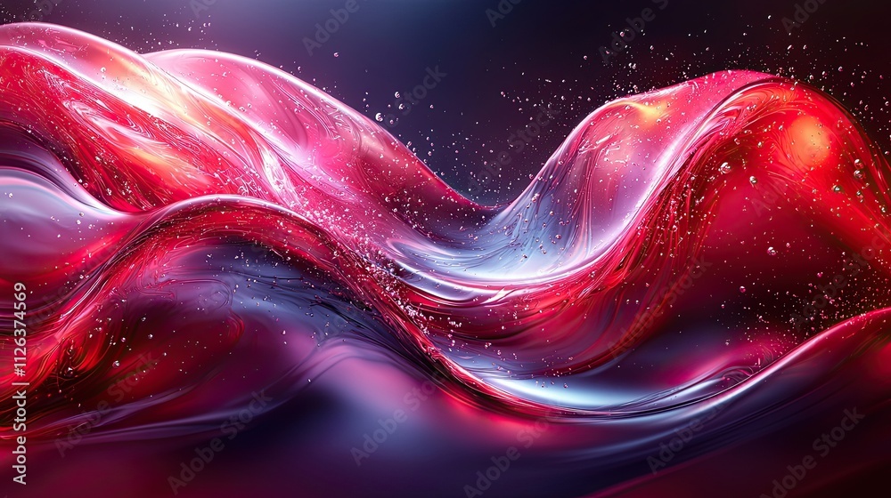 Poster dynamic red and purple wave patterns create an abstract visual in a captivating display at night