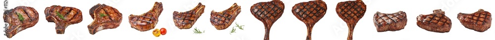 Poster grilled lamb chops displayed on a see-through background.