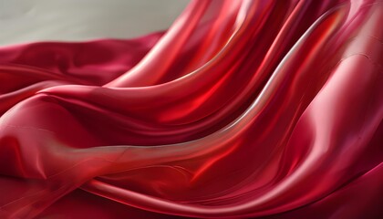 Fototapeta premium Smooth flowing red silk fabric, luxurious texture, elegant home decor or fashion design