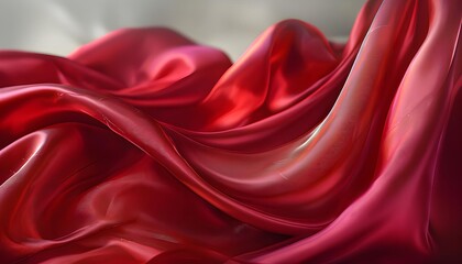 Obraz premium Luxurious red silk fabric folds, fluid motion, vibrant decor, ideal for elegant design