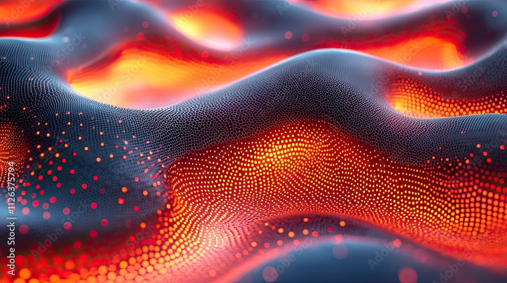 Aufkleber dynamic patterns of light and color flow in a styled wave structure during a digital art display